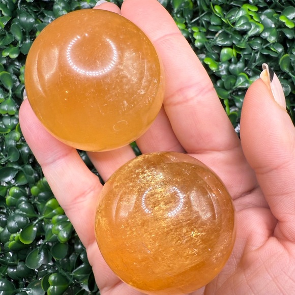 High Quality, Gemmy Honey Calcite Sphere 45mm - Picture 10 of 10